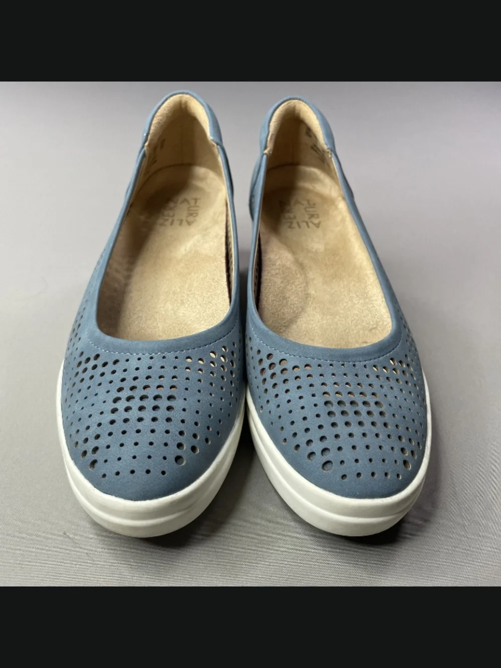 Naturalizer Shoes Womens 6 blue white suede leather sam 2 wedge heels summer
